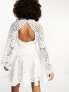 Фото #3 товара Платье ASOS DESIGN - Мини с вставкой из кружев, деталями на пуговицах и поясом в белом