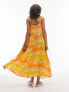 Фото #3 товара Topshop ruche tie side maxi beach dress in orange and yellow