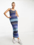 Фото #1 товара COLLUSION knitted ombre maxi dress in blue and white