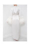 Women's Silk Long Robe - Double Ostrich Feather Sleeve Trim - Silk Collection