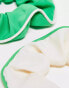 Accessorize 2 pack piped scrunchies in green/white