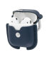 Фото #3 товара Blue Leather Apple AirPods Case with Silver-Tone Snap Closure and Carabiner Clip