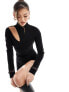 Фото #1 товара ASOS DESIGN asymmetric slash neck playsuit with mini belt detail in black