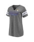 ფოტო #3 პროდუქტის Women's Heathered Charcoal Los Angeles Rams Super Bowl LVI Bound Fade Script Stripe Notch Neck T-shirt