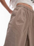 Topshop super wide leg pleated poplin trouser in sand