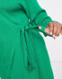 Фото #3 товара Pretty Lavish Curve Beau wrap knit dress with tie waist in emerald