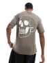 Jack & Jones oversized t-shirt with skull back print in tan