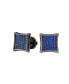 ფოტო #1 პროდუქტის Black Blue Cubic Zirconia Micro Pave CZ Square Stud Earrings For Men Simulated Sapphire Sterling Silver Screw back 9MM