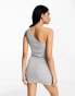 ASOS DESIGN – Figurbetontes Minikleid in meliertem Grau mit One-Shoulder-Träger grau, 40 - фото #3