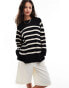 Object oversized knitted stripe jumper black