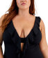 ფოტო #3 პროდუქტის Trendy Plus Size Color Code Ruffled One-Piece Swimsuit