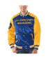 Фото #1 товара Men's Royal, Gold Golden State Warriors Renegade Satin Full-Snap Varsity Jacket