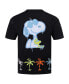 Men's Snoopy Black Peanuts Graffiti on Palm Trees Loose T-Shirt