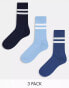 ASOS DESIGN 3 pack sock with stripe in blue