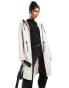 ASOS DESIGN rubberised longline parka with drawstring detail in neutral