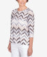 Petite Classic Neutrals Shimmering Chevron 3/4 Sleeve Top