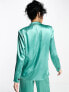 Фото #3 товара Vila satin blazer co-ord in green