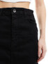 JDY high waisted denim maxi skirt in black