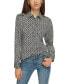 Women's Monogram Printed Utility Shirt Black/ Soft White, XS - фото #1