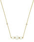 ფოტო #2 პროდუქტის EFFY® Cultured Freshwater Pearl (8mm) & Diamond (1/10 ct. t.w.) Bar Pendant Necklace in 14k Gold, 18" + 1-1/2" extender