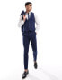 ASOS DESIGN wedding skinny suit waistcoat in navy microtexture