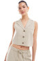 Фото #2 товара Miss Selfridge button through waistcoat in beige pinstripe co ord