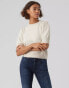 Фото #1 товара Vero Moda short sleeved knitted top in cream melange