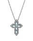 ფოტო #1 პროდუქტის Women's Pewter Rectangle Light Blue Crystal Cross Chain Necklace