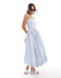 Фото #1 товара ASOS DESIGN cami strap ribbed bodice with poplin skirt midi dress in light blue