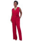 Фото #4 товара Women's Surplice-Neck Sleeveless Tie-Waist Jumpsuit