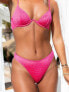 Фото #1 товара South Beach X Miss Molly exaggerated underwire crinkle bikini top in pink