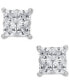 ფოტო #4 პროდუქტის Diamond Seamless Cluster Princess Stud Earrings (2 ct. t.w.) in 14k White Gold