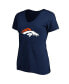 Фото #3 товара Women's Russell Wilson Navy Denver Broncos Plus Size Player Name and Number V-Neck T-shirt