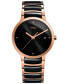 Unisex Swiss Centrix Diamond Accent Black Ceramic and Rose Gold-Tone PVD Stainless Steel Bracelet Watch 38mm R30554712