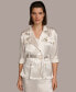 Фото #1 товара Women's Satin Roll-Tab Belted Jacket