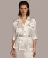 ფოტო #1 პროდუქტის Women's Satin Roll-Tab Belted Jacket