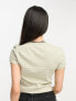 Weekday Close fitted t-shirt in beige and white stripe