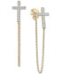 ფოტო #1 პროდუქტის Diamond Cross Chain Front to Back Drop Earrings (1/4 ct. t.w.) in 10k Gold, Created for Macy's