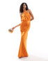 Фото #1 товара Style Cheat halterneck satin maxi dress in orange