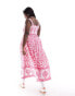 Yours shirred maxi dress in pink paisley print Rosa Paisleymuster, EU 50-52 - фото #2