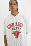 Фото #4 товара DeFactoFit NBA Chicago Bulls Oversize Fit Kapüşonlu Kısa Kollu Tişört