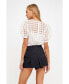 Women's Plaid Sheer Puff Sleeve Top