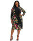 ფოტო #1 პროდუქტის Plus Size Drapey Mock Neck Jersey Dress