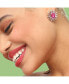 ფოტო #3 პროდუქტის Women's Pink Embellished Circular Stud Earrings