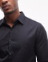 Фото #4 товара Topman long sleeve formal slim fit sateen shirt in black