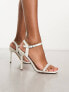 Фото #1 товара Glamorous mid heel sandals with pearls in white