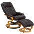 Фото #4 товара Contemporary Brown Leather Recliner And Ottoman With Swiveling Maple Wood Base