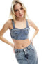Фото #1 товара Tommy Jeans denim bustier top in mid wash