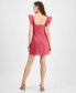 Фото #2 товара Juniors' Flutter-Sleeve Belted Mini Dress