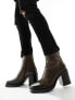 Фото #3 товара ASOS DESIGN heeled chelsea boot with angled toe in brown leather